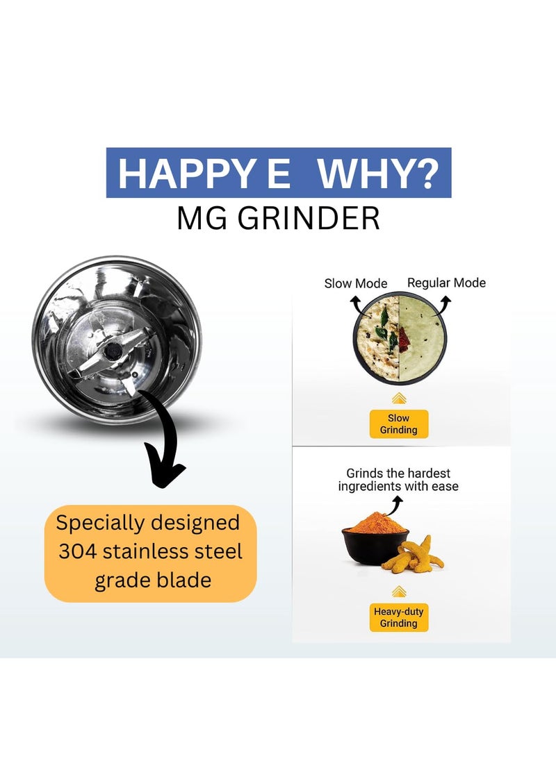HAPPY E 1000ML Stainless Steel Grinder for MG Mixer Grinder Stainless Steel Mixi Jar Aluminum Base