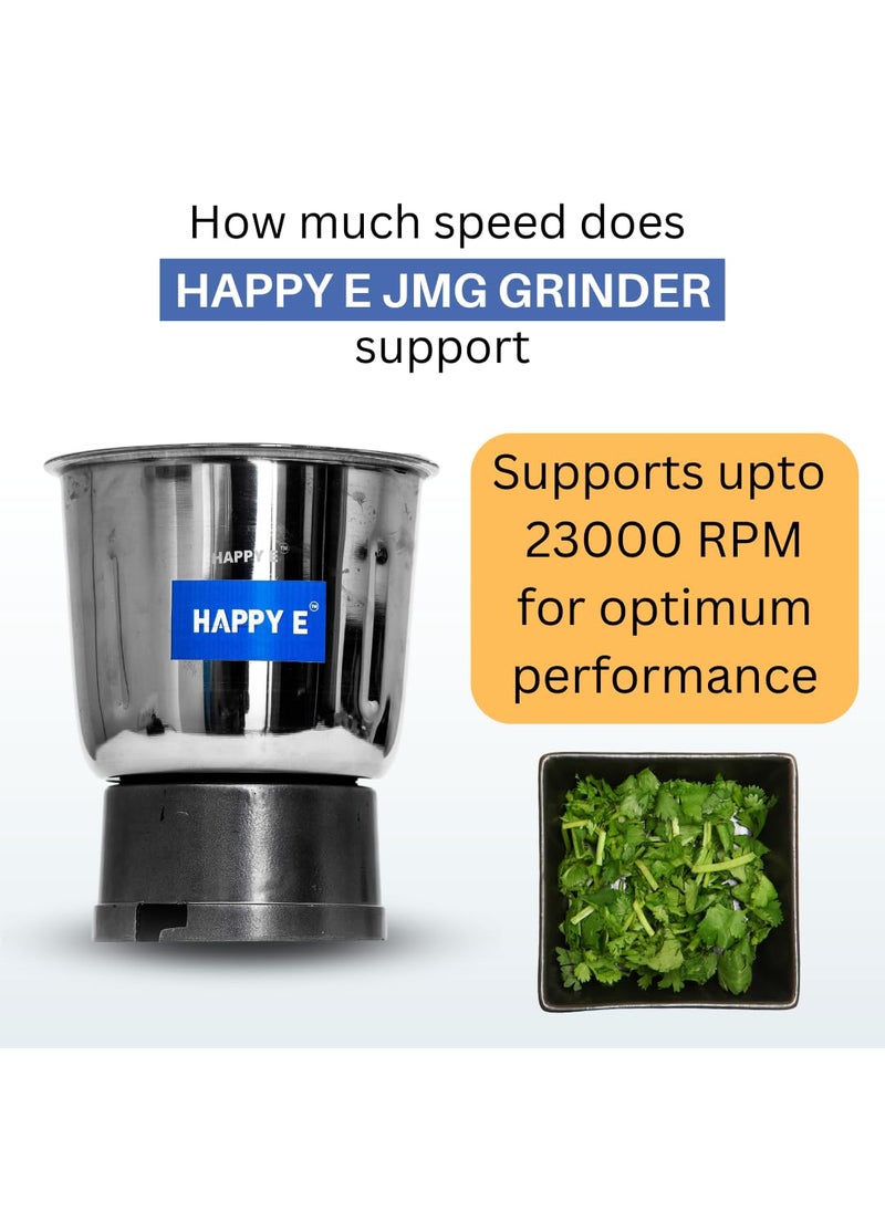 HAPPY E 1000ML Stainless Steel Grinder for Juicer Mixer Grinder Stainless Steel Mixi Jar Aluminum Base