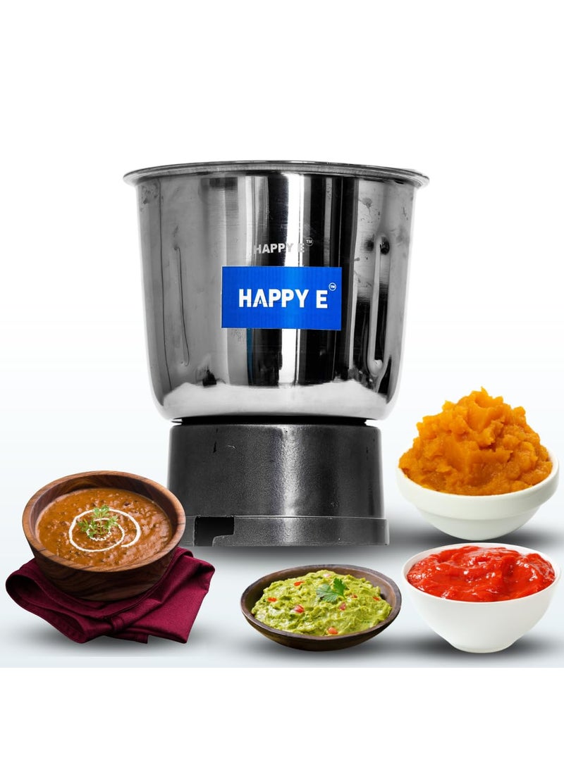 HAPPY E 1000ML Stainless Steel Grinder for Juicer Mixer Grinder Stainless Steel Mixi Jar Aluminum Base