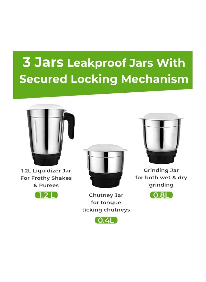 Magic Mixer Grinder 500WMixie For Kitchen With NutriPro Features3 SS Mixer Jars For Heavy Duty GrindingAdjustable Speed ControlMultifunctional Blade System