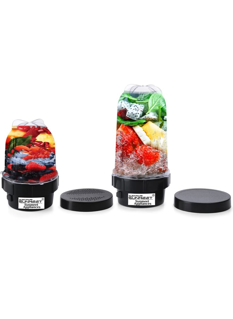 SilentPowerSunmeet Bullet Jar for Mixer Grinder Set of 2 530 ML350 ML ABS Transparent Juicer Jar Black NSA80