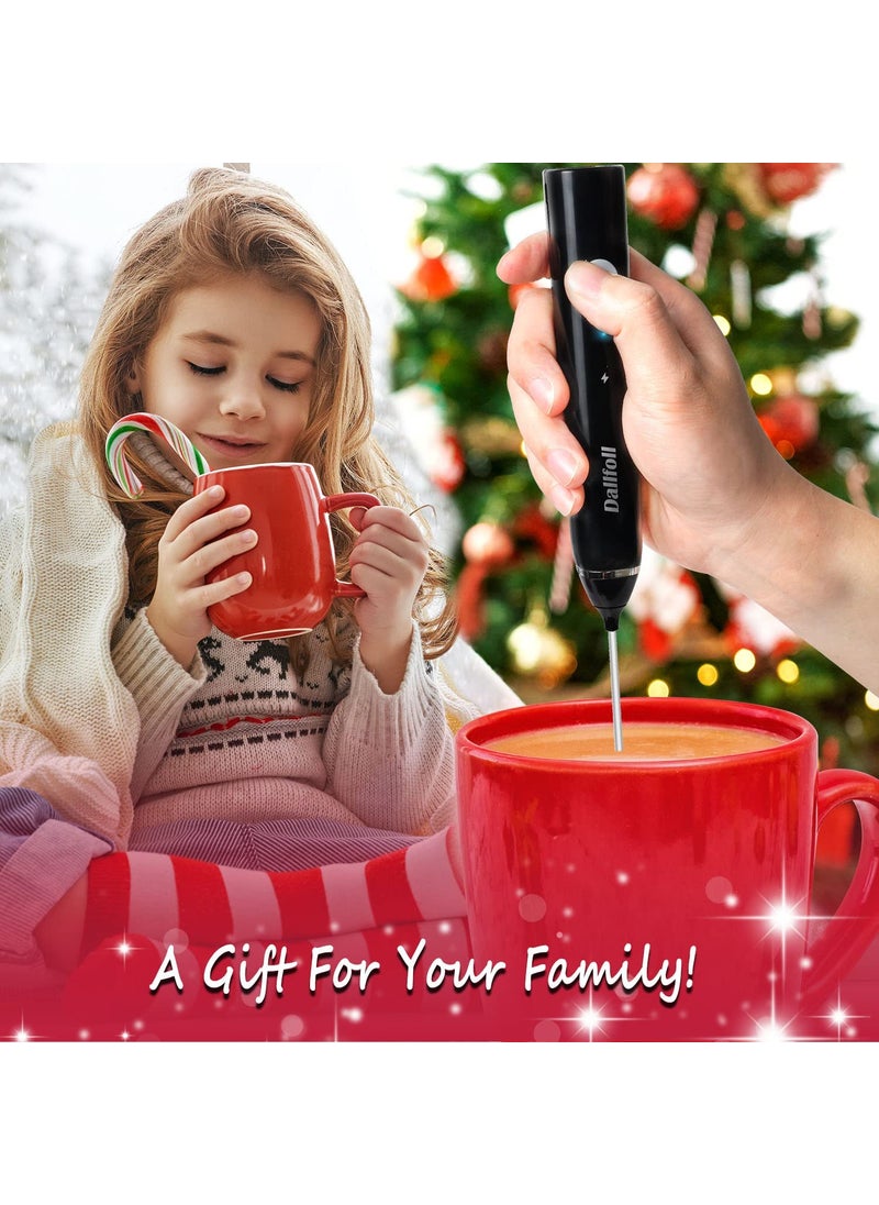 IndMART Handheld Dallfoll USB Rechargeable Electric Foam Maker for Coffee 3 Speeds Mini Milk Foamer Drink Mixer with 2 Whisks for Bulletproof Coffee Keto Frappe Latte Cappuccino Hot Chocolate