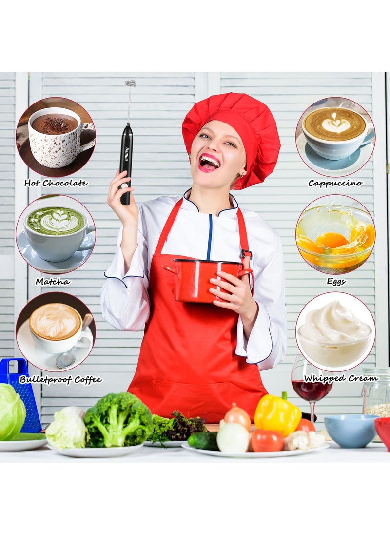 IndMART Handheld Dallfoll USB Rechargeable Electric Foam Maker for Coffee 3 Speeds Mini Milk Foamer Drink Mixer with 2 Whisks for Bulletproof Coffee Keto Frappe Latte Cappuccino Hot Chocolate