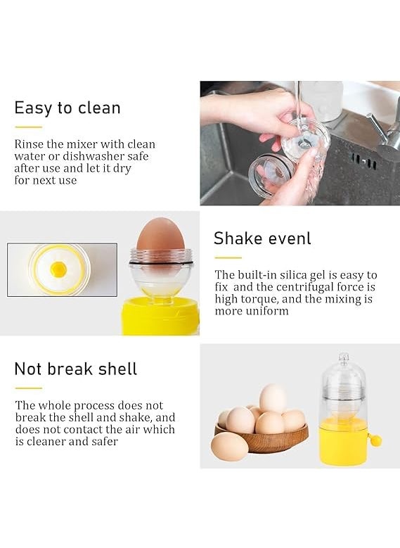 Gyanadh Egg Scrambler Shaker Kitchen Gadgets Egg Pudding Maker Hand Powered Golden Goose Scrambler Egg Maker SelfControl Speed White Yolks Without Breaking Eggs Golden Yolk White Mixer