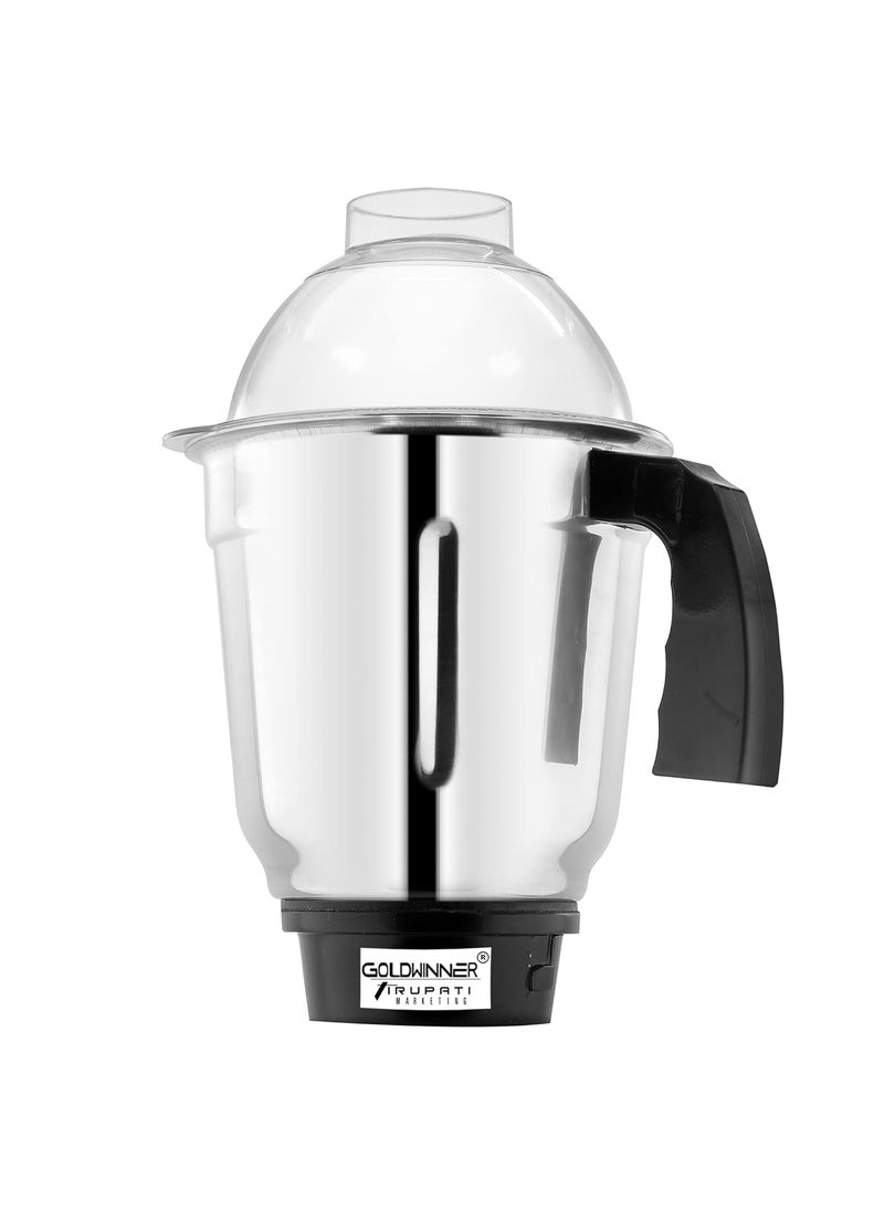 Goldwinner Liquid jar for Mixer Grinder Stainless Steel Mixer Liquid Jar with Handle Heavy Duty Aluminium Base with Lid Fitting All Regular Grinder Mixer 1000 ml Mixer Juicer Jar 1000 ml