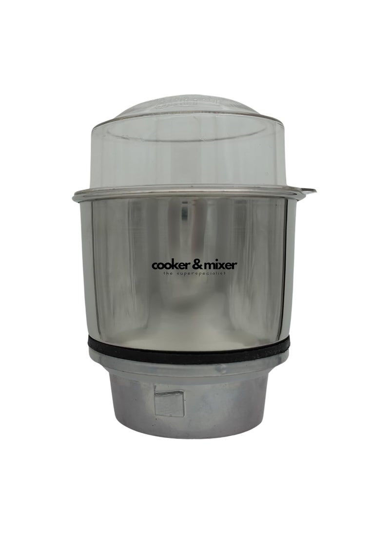 cookermixer Stainless Steel Chutney Jar Alloy Metal Base Compatible with maximum Indian Mixer Grinder brands 400 ml