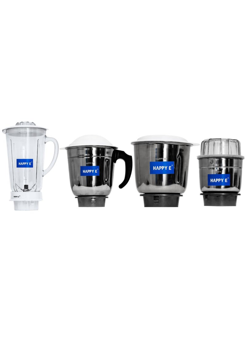 HAPPY E Mixer Grinder Jars 4Pack Set Mixer Jars Set for Blending Grinding Crushing