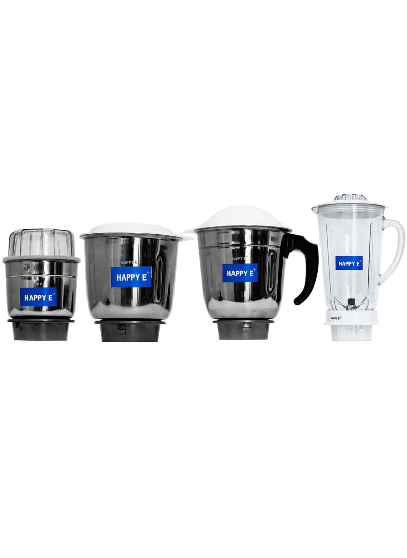 HAPPY E Mixer Grinder Jars 4Pack Set Mixer Jars Set for Blending Grinding Crushing