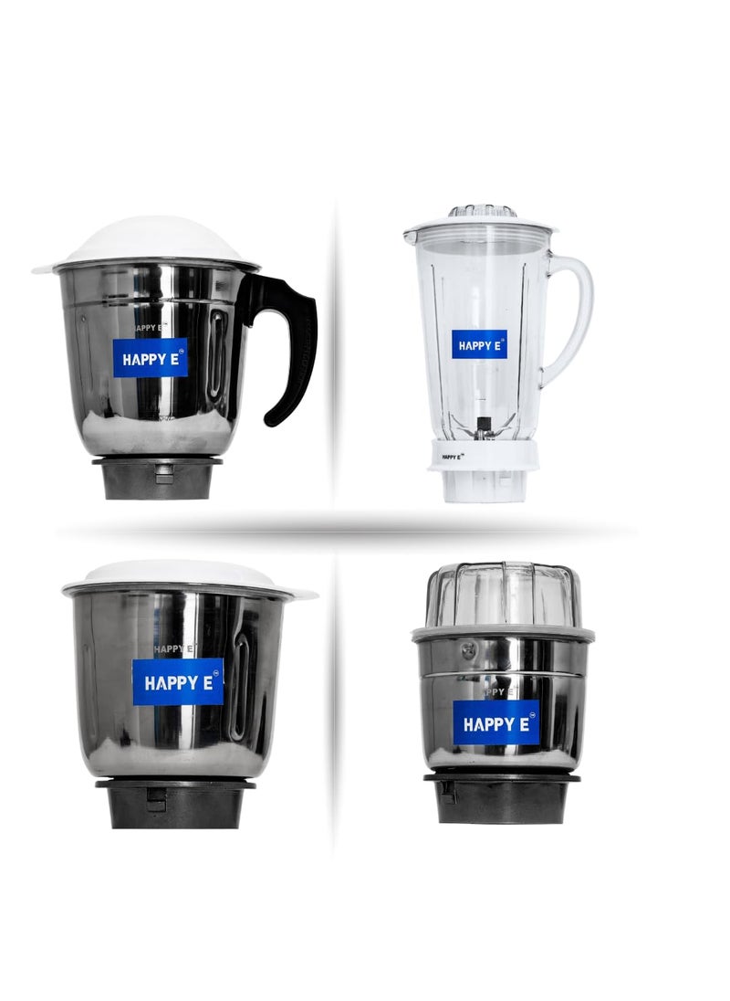 HAPPY E Mixer Grinder Jars 4Pack Set Mixer Jars Set for Blending Grinding Crushing
