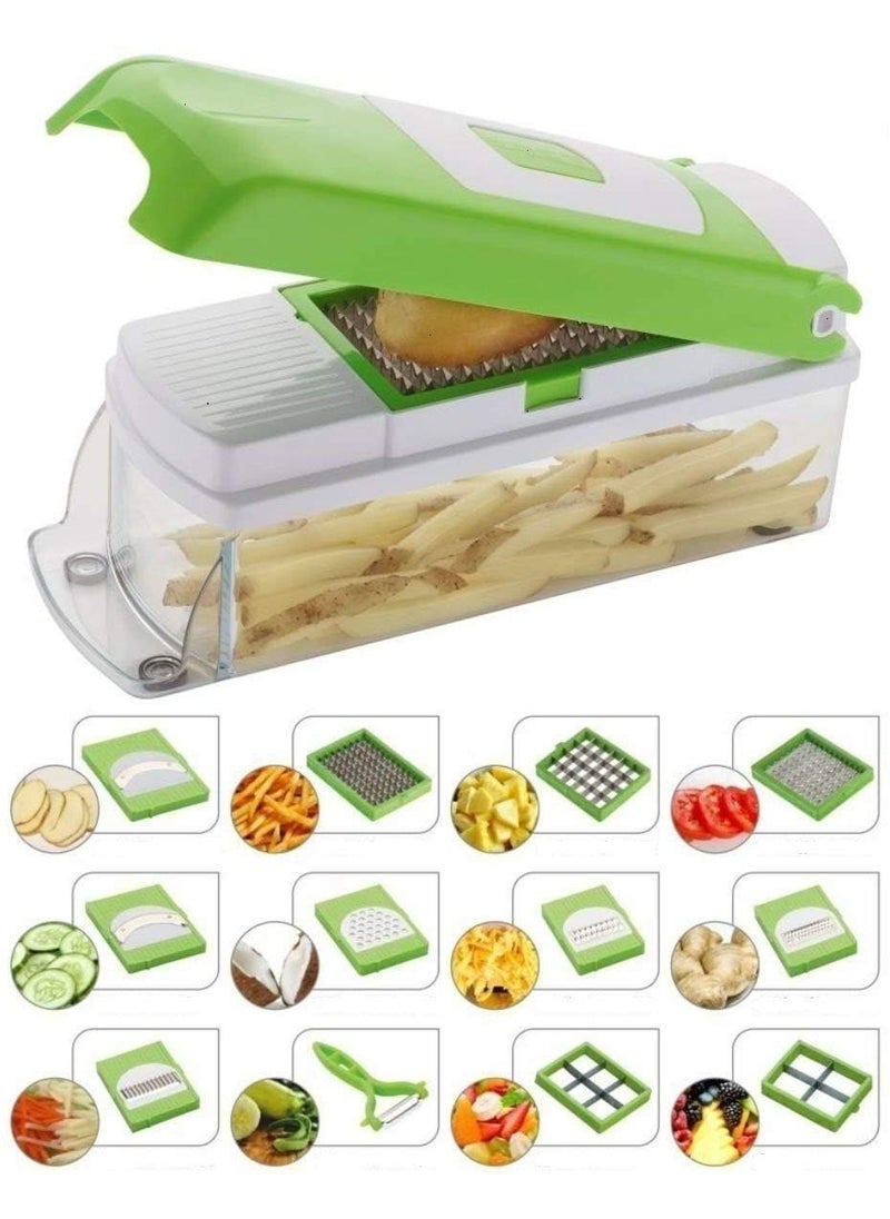 Expert Enterprise Plastic Fruit Vegetable Chopper 12 in 1 Box Green and White