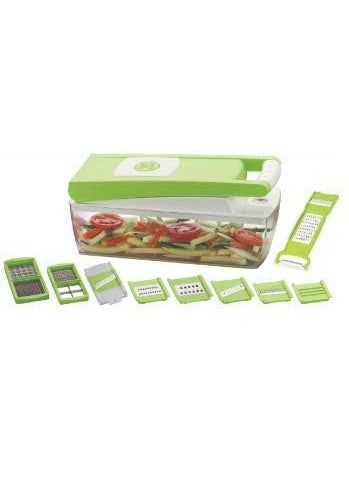 Expert Enterprise Plastic Fruit Vegetable Chopper 12 in 1 Box Green and White