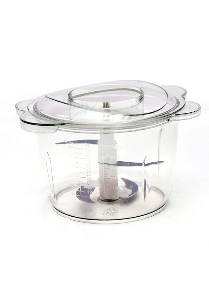 DORATIK ChopperB for Kitchen 250 Watt Chop Mince Puree Whisk 2000 ml Capacity Stainless Steel Double Chopping Blades Transparent Chopping Bowl AntiSkid One Touch Operation