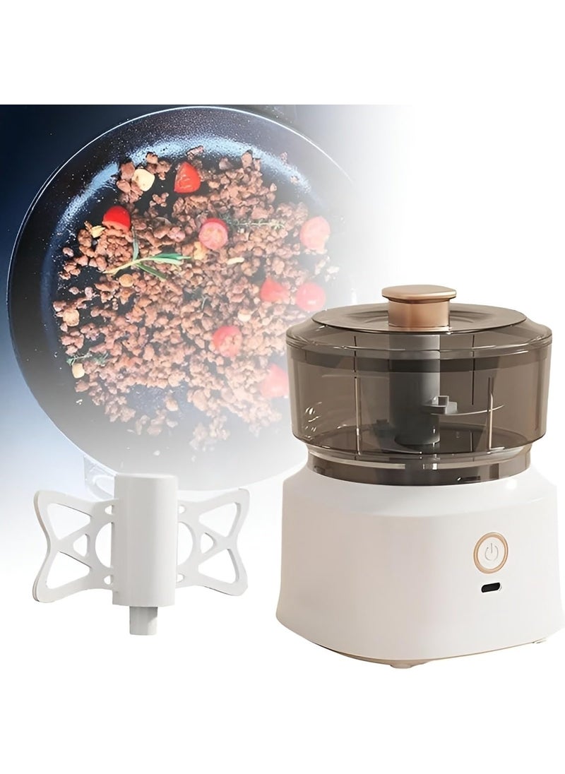 BAWALY Rechargeable Mini Wireless Electric Chopper Stainless Steel Blades One Touch Operation for Mincing Garlic Ginger Onion Vegetable Meat Nuts White 250 ML Pack of 1 45 Watts