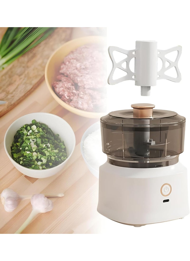 BAWALY Rechargeable Mini Wireless Electric Chopper Stainless Steel Blades One Touch Operation for Mincing Garlic Ginger Onion Vegetable Meat Nuts White 250 ML Pack of 1 45 Watts