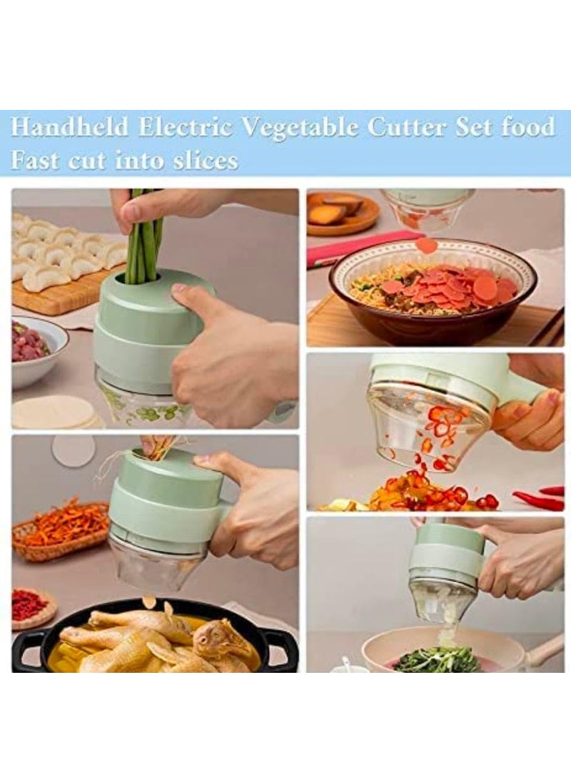 4 in 1 Portable Electric Vegetable Cutter Set Multifunction Cordless Electric Food Small Slicer Onion Dicer Cucumber Comfort Vegetable Cutter Surface Floor Cleaning 1pc