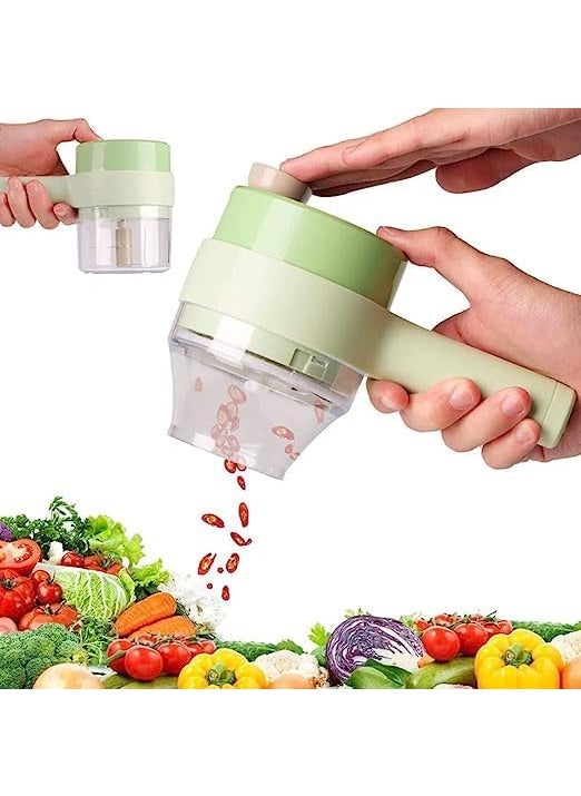 LEKORED 4 in 1 Handheld Electric Vegetable Cutter Set Wireless Hand held Food Processor Vegetable Chopper for Garlic Chili Onion Slicer Kitchen Portable Wireless USB CablePack of 1
