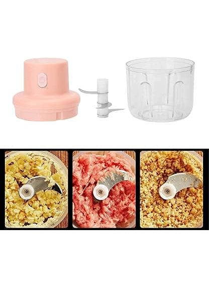 Nurev Enterprise Portable USB Rechargeable Electric Chopper 250 ml Pink 45 Watts