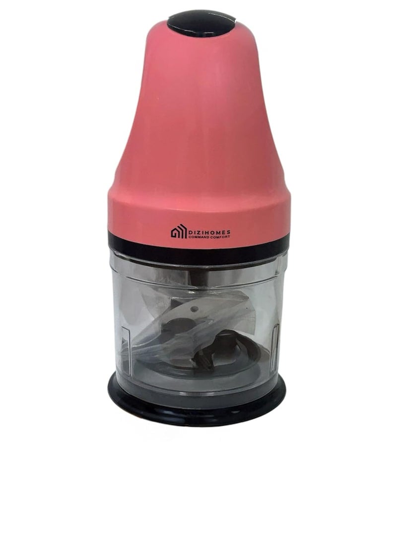 Dizihomes 400 Watts Electric Vegetable Chopper with Stainless Steel Blades Chopping Mincing Cutting Whisk Blend and Dicing Pink