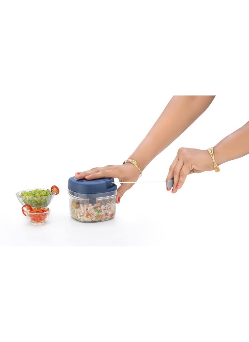 GLOBAL IMPEX Vegetable Square Quick Handy Dori Chopper1100ml 6 Steel Blade and 650 ml 3 Steel Blade Whisker Multipurpose Dry Fruit and Onion Speedy Chopper Machine for Kitchen Pack of 2