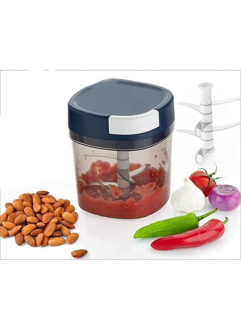 GLOBAL IMPEX Vegetable Square Quick Handy Dori Chopper1100ml 6 Steel Blade and 650 ml 3 Steel Blade Whisker Multipurpose Dry Fruit and Onion Speedy Chopper Machine for Kitchen Pack of 2