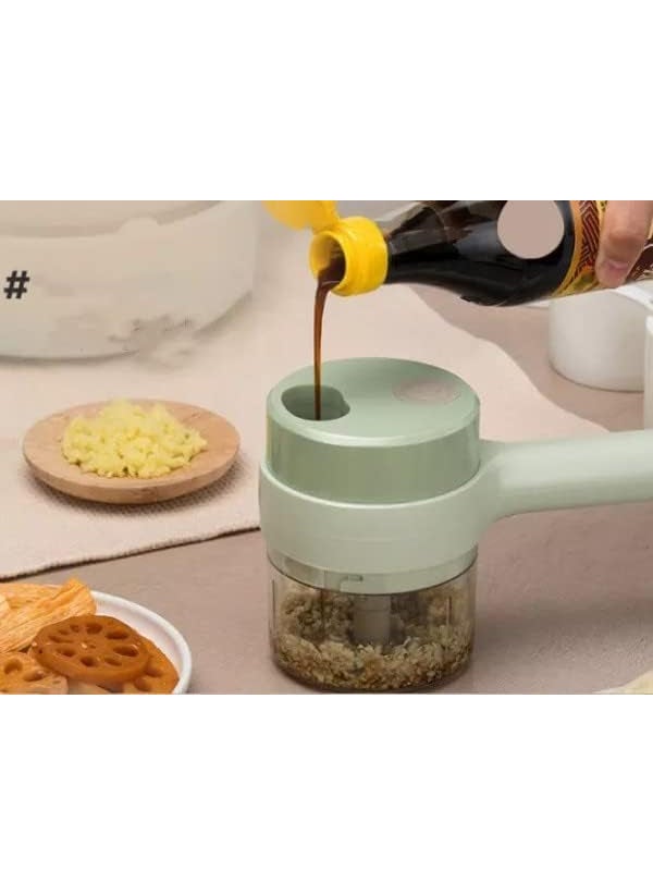 LD SHOP 4in1 Electric Vegetable Cutter MultiFunction Food Processor Chopper Garlic Masher Slicer Mini Kitchen Gadget for Effortless Cooking Pack of 1