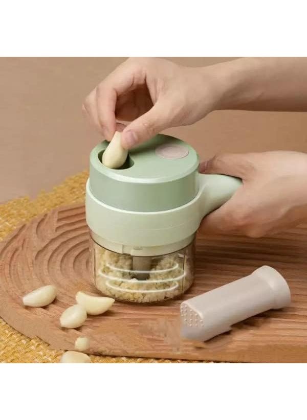 LD SHOP 4in1 Electric Vegetable Cutter MultiFunction Food Processor Chopper Garlic Masher Slicer Mini Kitchen Gadget for Effortless Cooking Pack of 1