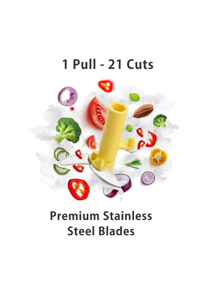 GLOBAL IMPEX Vegetable Round Quick Handy Dori Chopper 1000 ml with 6 Stainless Steel Blade and Whisker Multipurpose Speedy Dry Fruit and Onion Machine for Kitchen Tool Sky Blue Red 1000ml