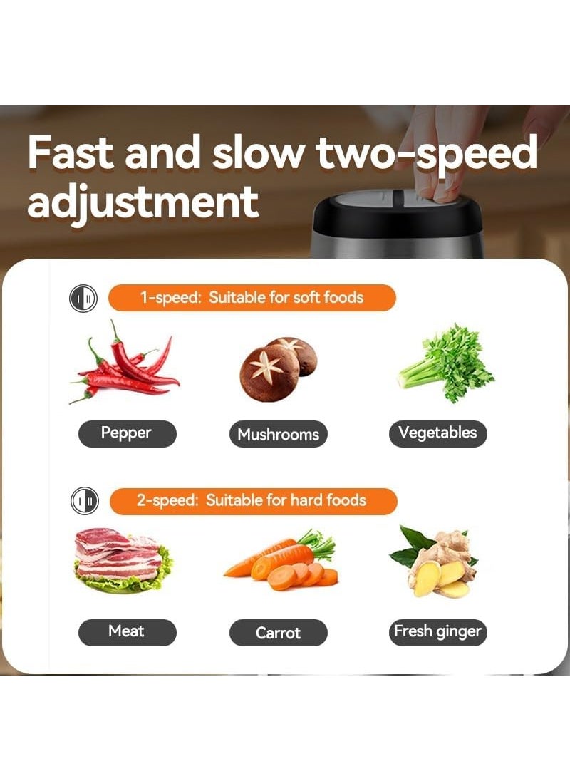 Electric Chopper With Attachments 2000 Ml 300W 300 Watts Silverpowerful motor Food grade blades BlendChoppWhisk Hot and cold Blending Anti splash technology
