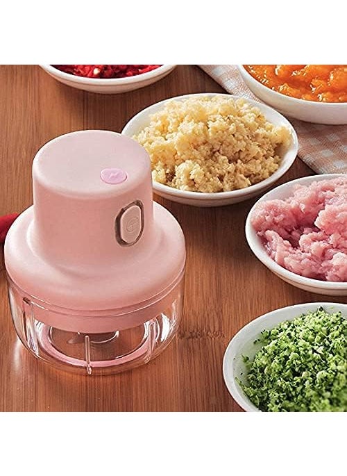 Expert Enterprise Portable USB Rechargeable Electric Fruit Vegetable Onion Garlic Cutter Food Speedy Chopper Mini Slicer Food Processor 250 mlMulticolour Electric Chopper