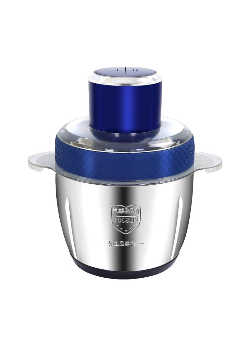 PARSPAR Multifunctional Minced Meat Minced Stuffing Machine 3L Stainless Steel Meat Blender Food Chopper for Meat Vegetables Baby Food Fruits and Nuts with 4 Sharp Blades 300 Watts Blue