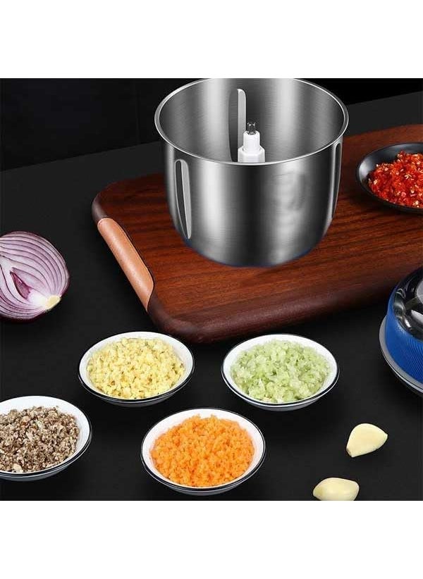 PARSPAR Multifunctional Minced Meat Minced Stuffing Machine 3L Stainless Steel Meat Blender Food Chopper for Meat Vegetables Baby Food Fruits and Nuts with 4 Sharp Blades 300 Watts Blue
