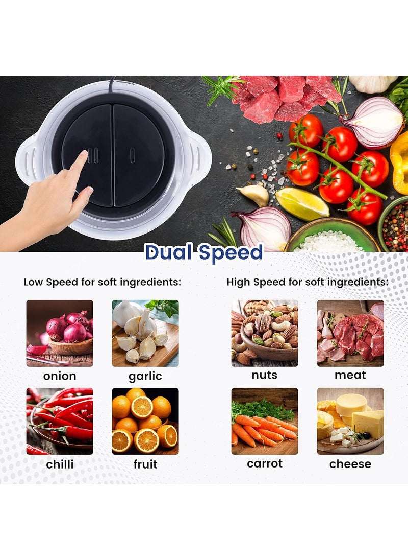 Home Stuffs Electric Chopper Meat Grinders With Stainless Steel Bowl Heavy 700W Motor 2 Speed Modes For Kitchen Food Processor Meat Vegetables Onion Mince Electric 2 Liter