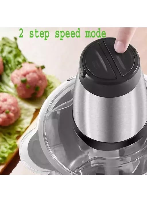 Home Stuffs Electric Chopper Meat Grinders With Stainless Steel Bowl Heavy 700W Motor 2 Speed Modes For Kitchen Food Processor Meat Vegetables Onion Mince Electric 2 Liter