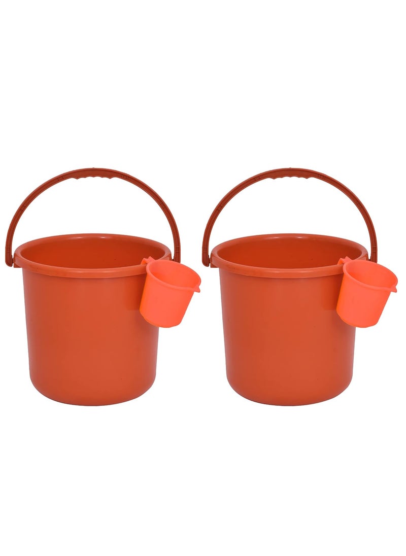 Aayushi Unbreakable Set of 2 Bathroom Bucket Free Mug First Grade Plastic19 L Orange