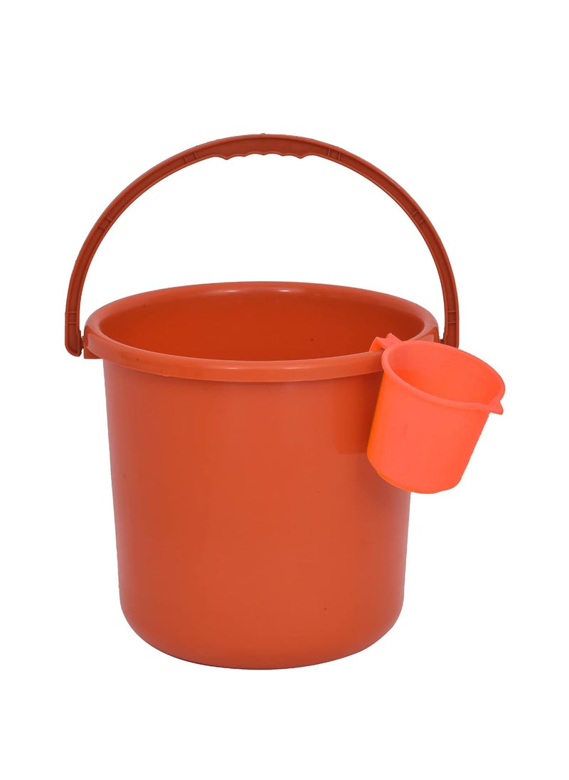 Aayushi Unbreakable Set of 2 Bathroom Bucket Free Mug First Grade Plastic19 L Orange