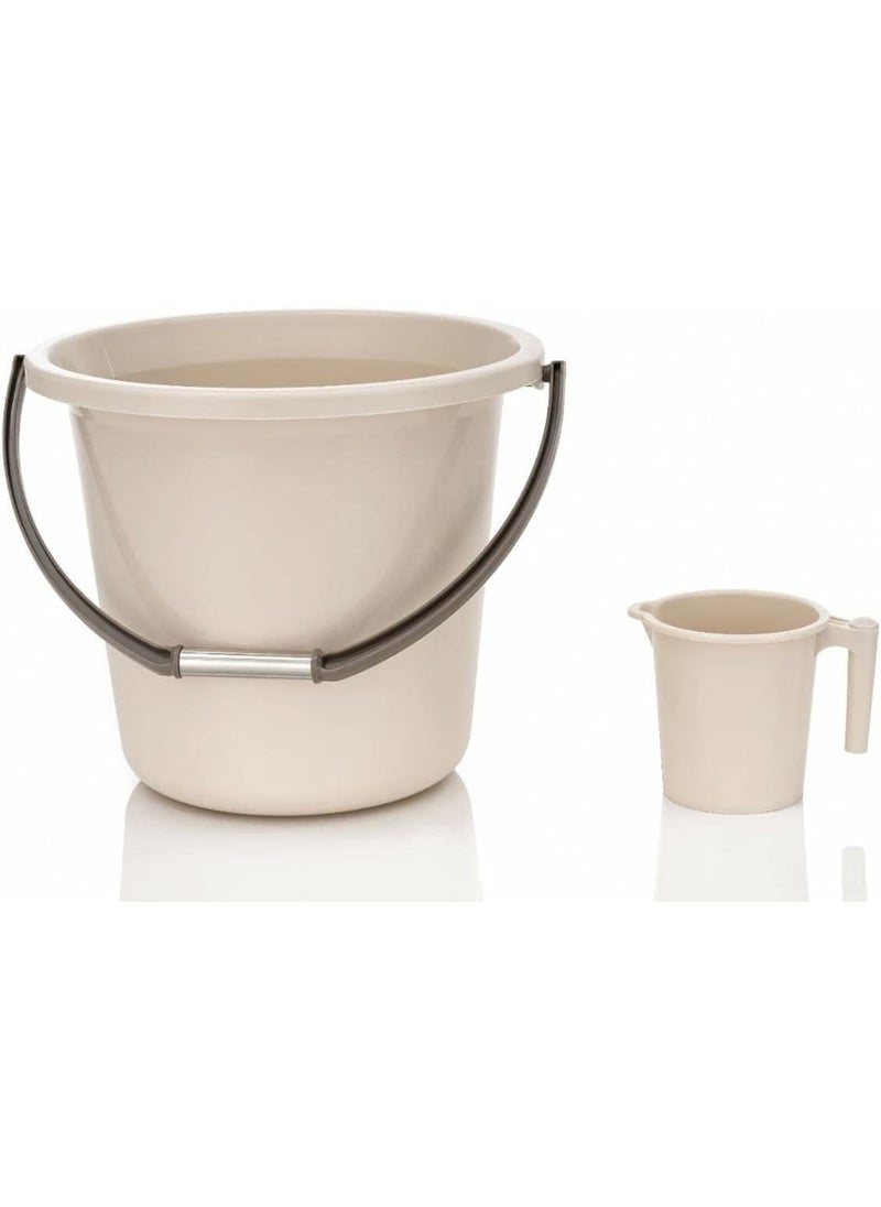 LANKESH ENTERPRISE Strong Plastic Rimmy Bucket Mug Bathroom Set for Kitchen Bathroom 18 Liter Off White