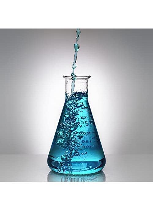Bello Borosilicate 33 Glass Conical Flask 50 ml 100 ml 250 ml 500 ml with Graduation Marks Set of 4 Conical Flasks for school collage chemistry lab laboratory