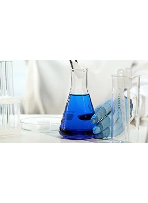 Bello Borosilicate 33 Glass Conical Flask 50 ml 100 ml 250 ml 500 ml with Graduation Marks Set of 4 Conical Flasks for school collage chemistry lab laboratory