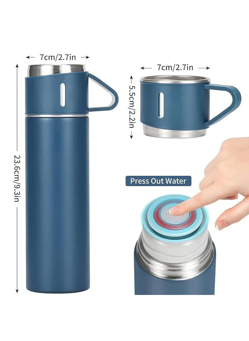 PIJERA Personalized Flask Set with 3 Cups Blue