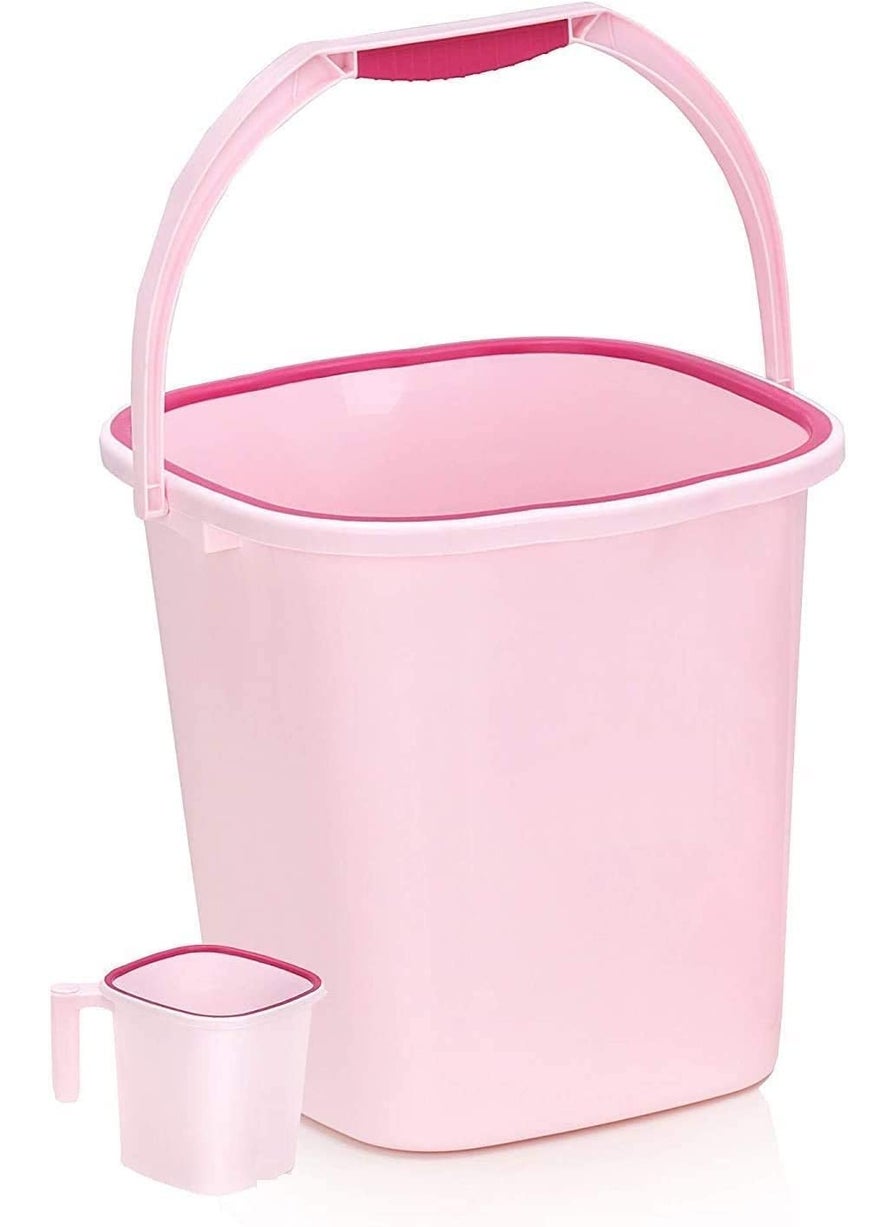 LANKESH ENTERPRISE Strong Plastic Rimmy Bucket Mug Bathroom Set for Kitchen Bathroom Grey 18 Liter