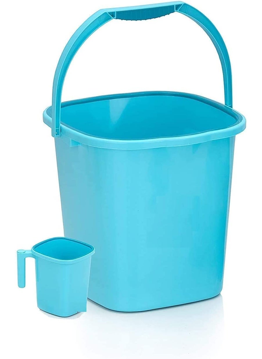 LANKESH ENTERPRISE Strong Plastic Rimmy Bucket Mug Bathroom Set for Kitchen Bathroom Grey 18 Liter