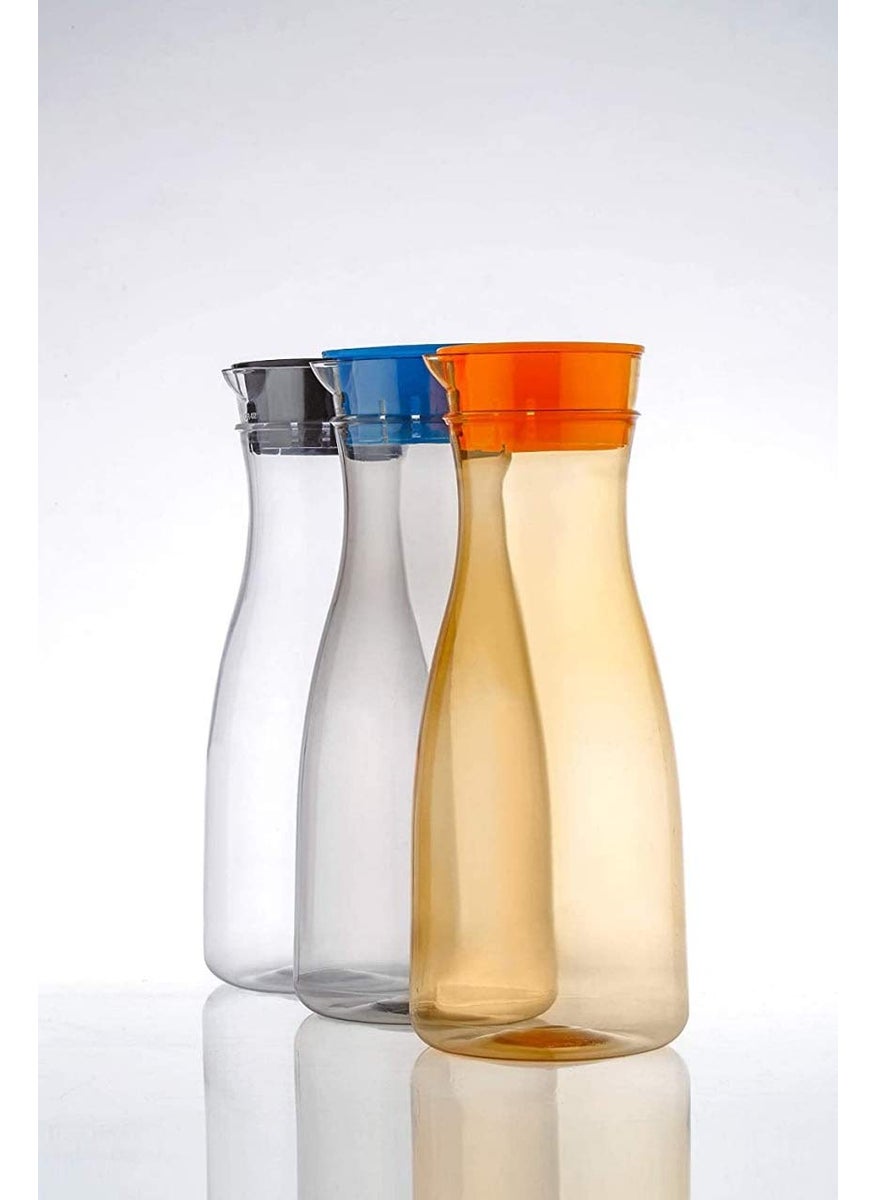 Nishoya 1000 Ml Round Shaped Transparent Plastic Water Jug Milk Jug Cocktails Juicy Jug 2 Pcs