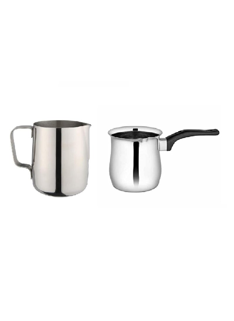 Dynore Stainless Steel Coffee Set Milk Jug and Coffee Warmer2 Pcs