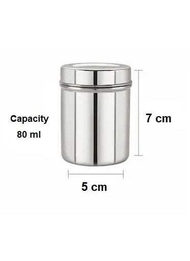 Dynore Stainless Steel 12 Pcs Multipurpose Spice small Storage Container Kitchen Masala Storage Container Set 80 ml Each Container