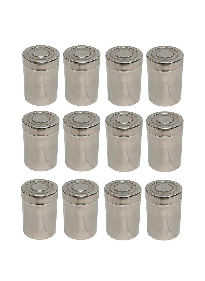 Dynore Stainless Steel 12 Pcs Multipurpose Spice small Storage Container Kitchen Masala Storage Container Set 80 ml Each Container