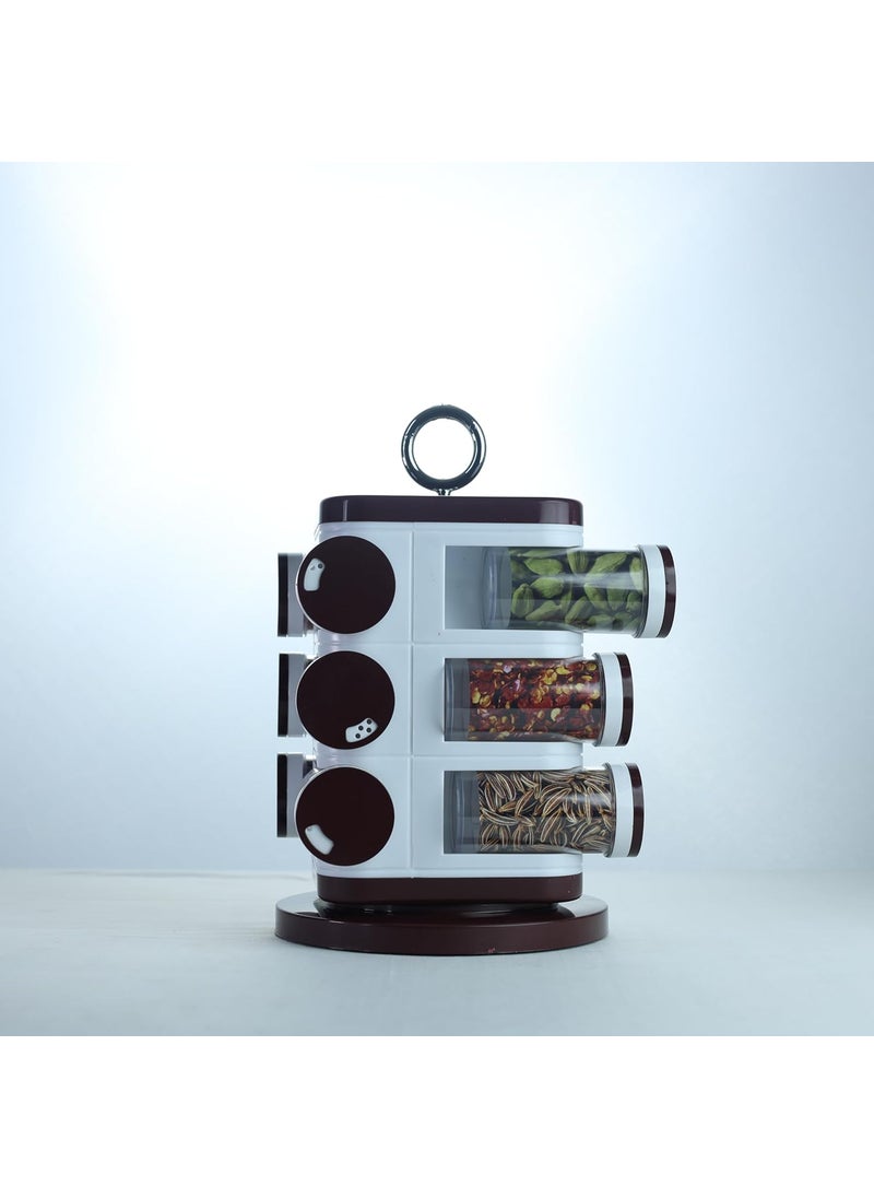 JANTA PLASTICS Revolving Spice Set 12 Pieces Rotating Spice Rack SpaceSaving BPAFree Secure Lids