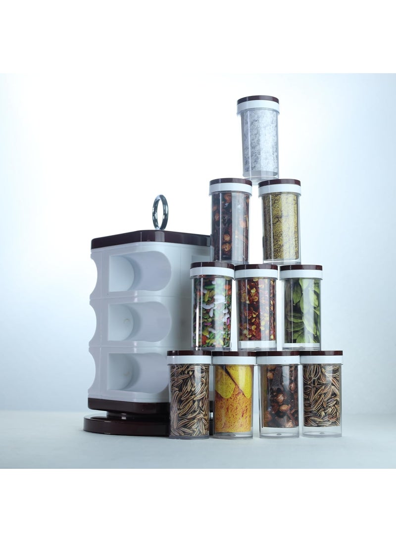 JANTA PLASTICS Revolving Spice Set 12 Pieces Rotating Spice Rack SpaceSaving BPAFree Secure Lids