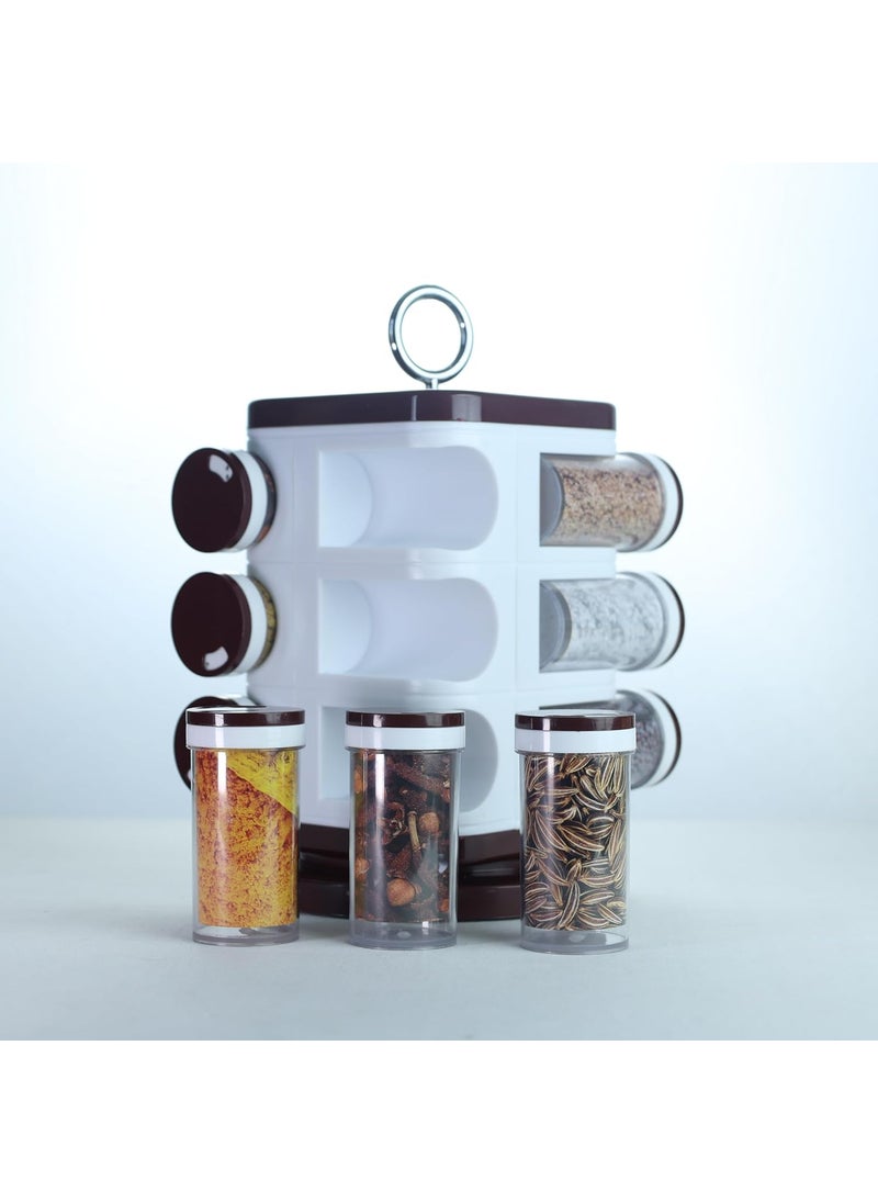 JANTA PLASTICS Revolving Spice Set 12 Pieces Rotating Spice Rack SpaceSaving BPAFree Secure Lids