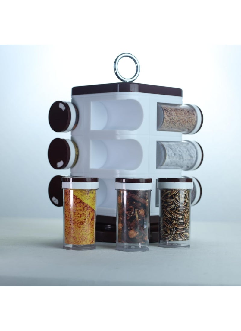 JANTA PLASTICS Revolving Spice Set 12 Pieces Rotating Spice Rack SpaceSaving BPAFree Secure Lids