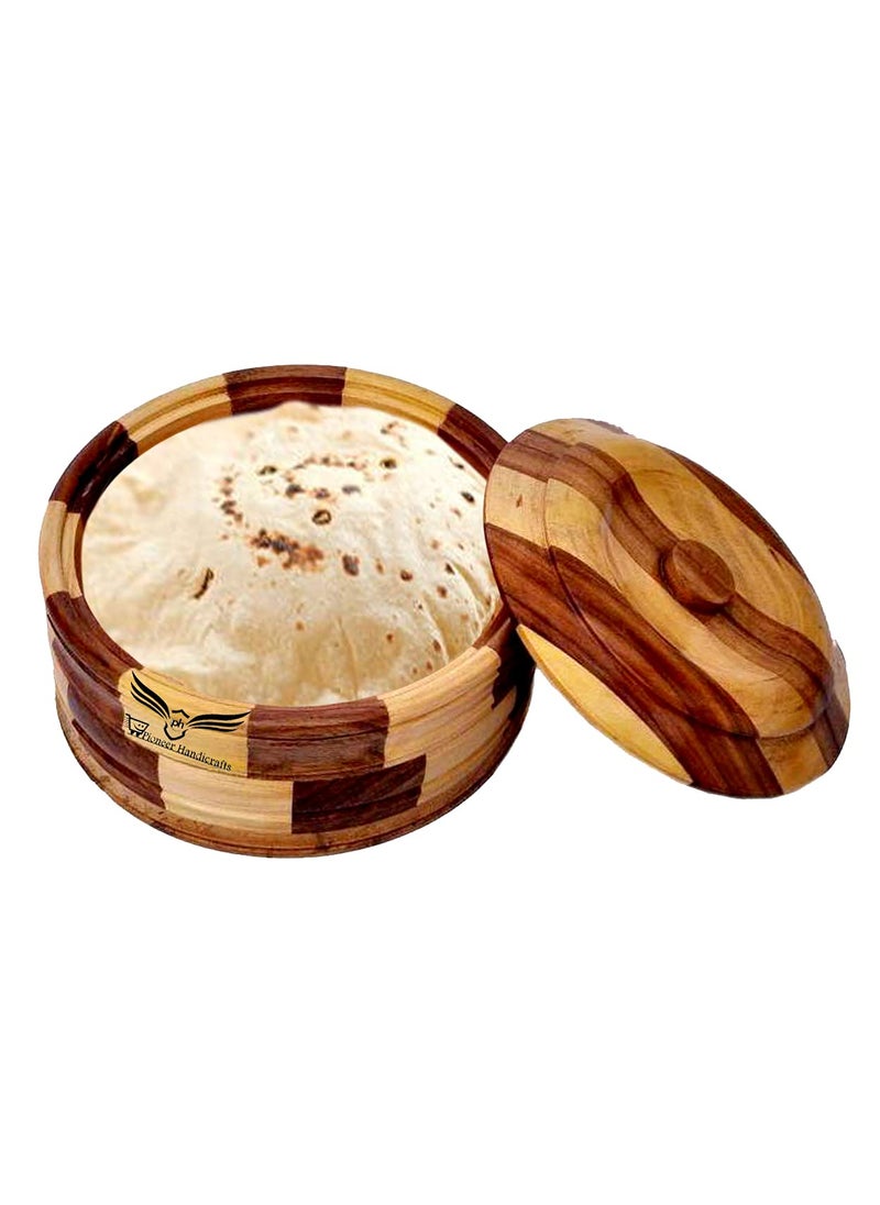 Pioneer Handicrafts Wooden Casserole Chapati Box Chapati Box for Kitchen Hotpot Roti Box Casserole for Kitchen Serving Casserole Set Hotpot for Chapati Brown Tableware Serveware